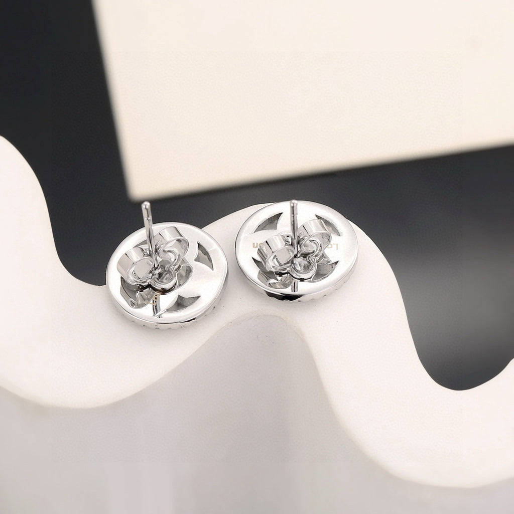 Louis Vuitton Silver-Tone Circular Monogram Stud Earrings - album image 4
