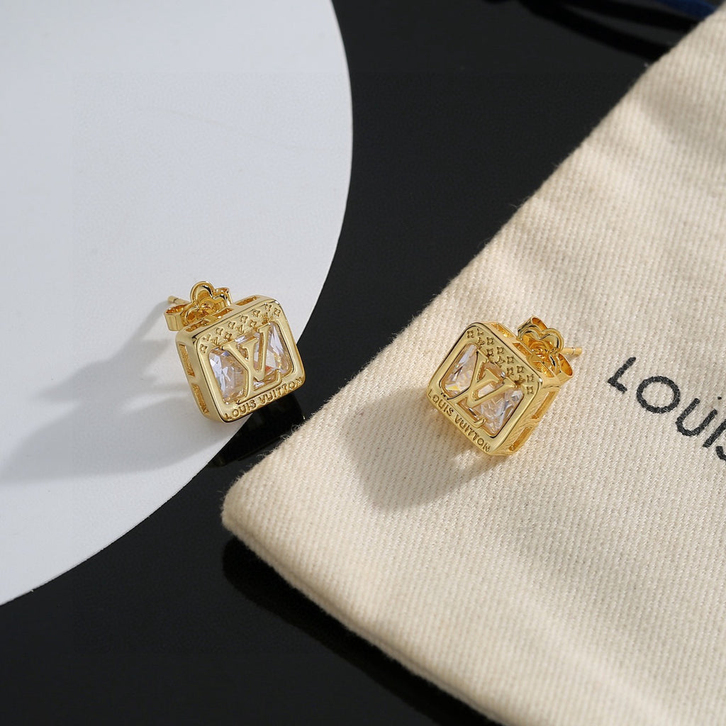 Louis Vuitton Gold-Tone Square Frame Monogram Stud Earrings - album image 6