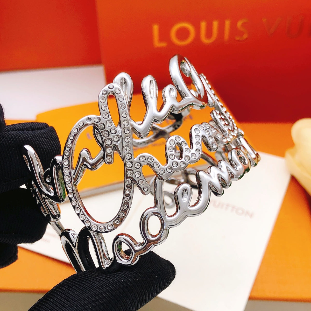 Louis Vuitton Silver-Tone LV Letter Bangle - album image 4