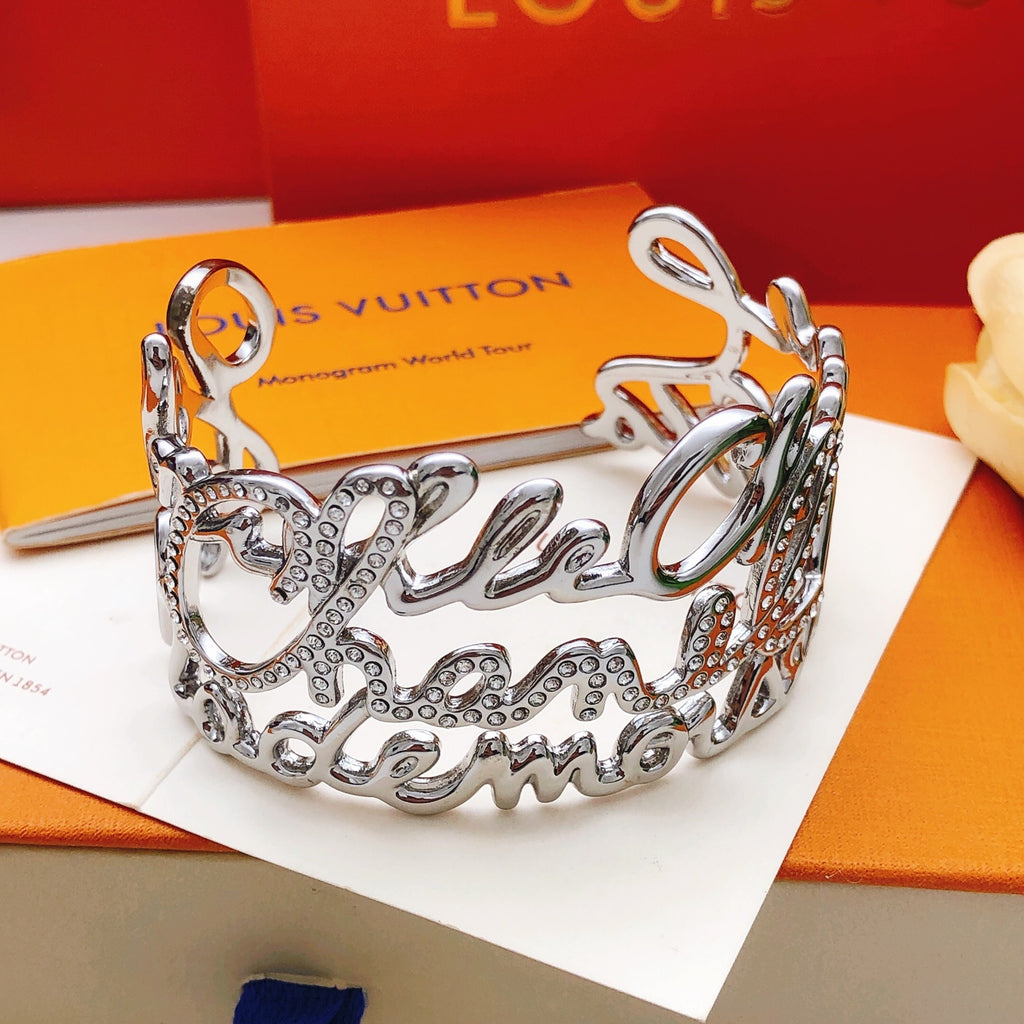 Louis Vuitton Silver-Tone LV Letter Bangle - album image 2