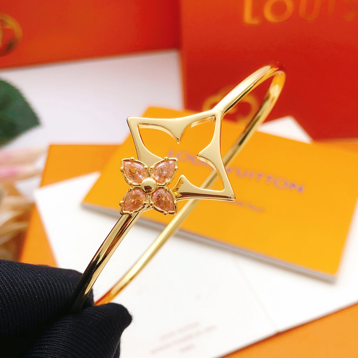 Louis Vuitton Pink Multicolor Marquise Crystal Accent Bangle - album image 1