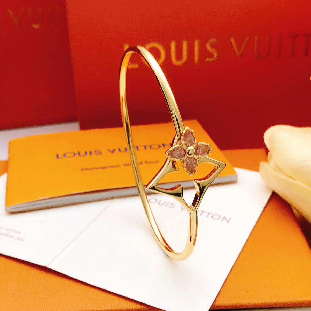 Louis Vuitton Pink Multicolor Marquise Crystal Accent Bangle - album image 5