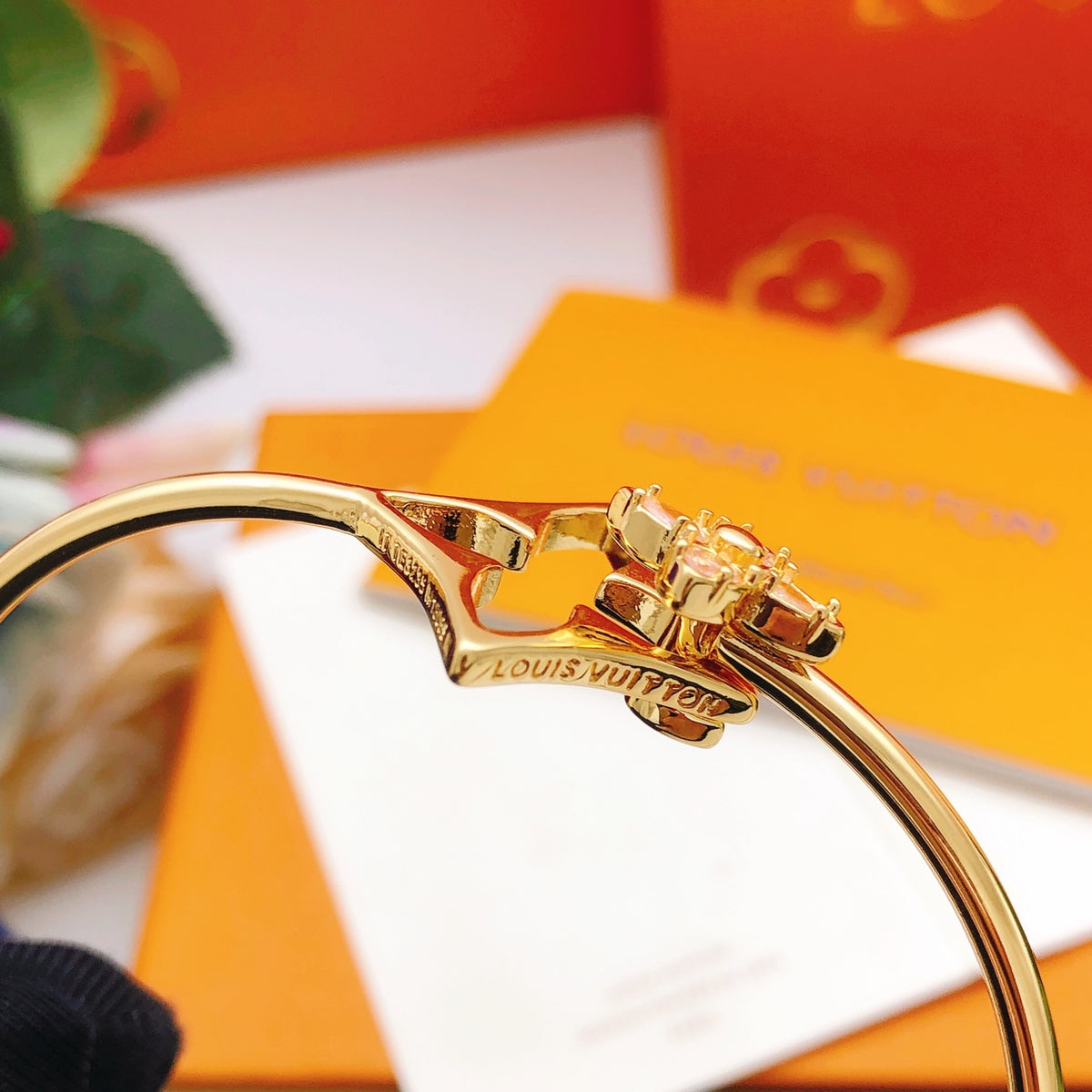 Louis Vuitton Pink Multicolor Marquise Crystal Accent Bangle - album image 3
