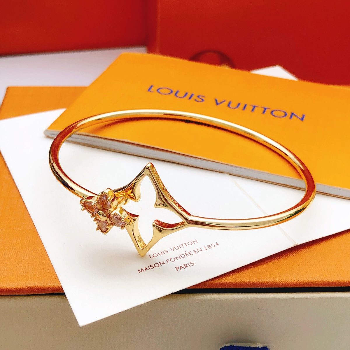 Louis Vuitton Pink Multicolor Marquise Crystal Accent Bangle - album image 4