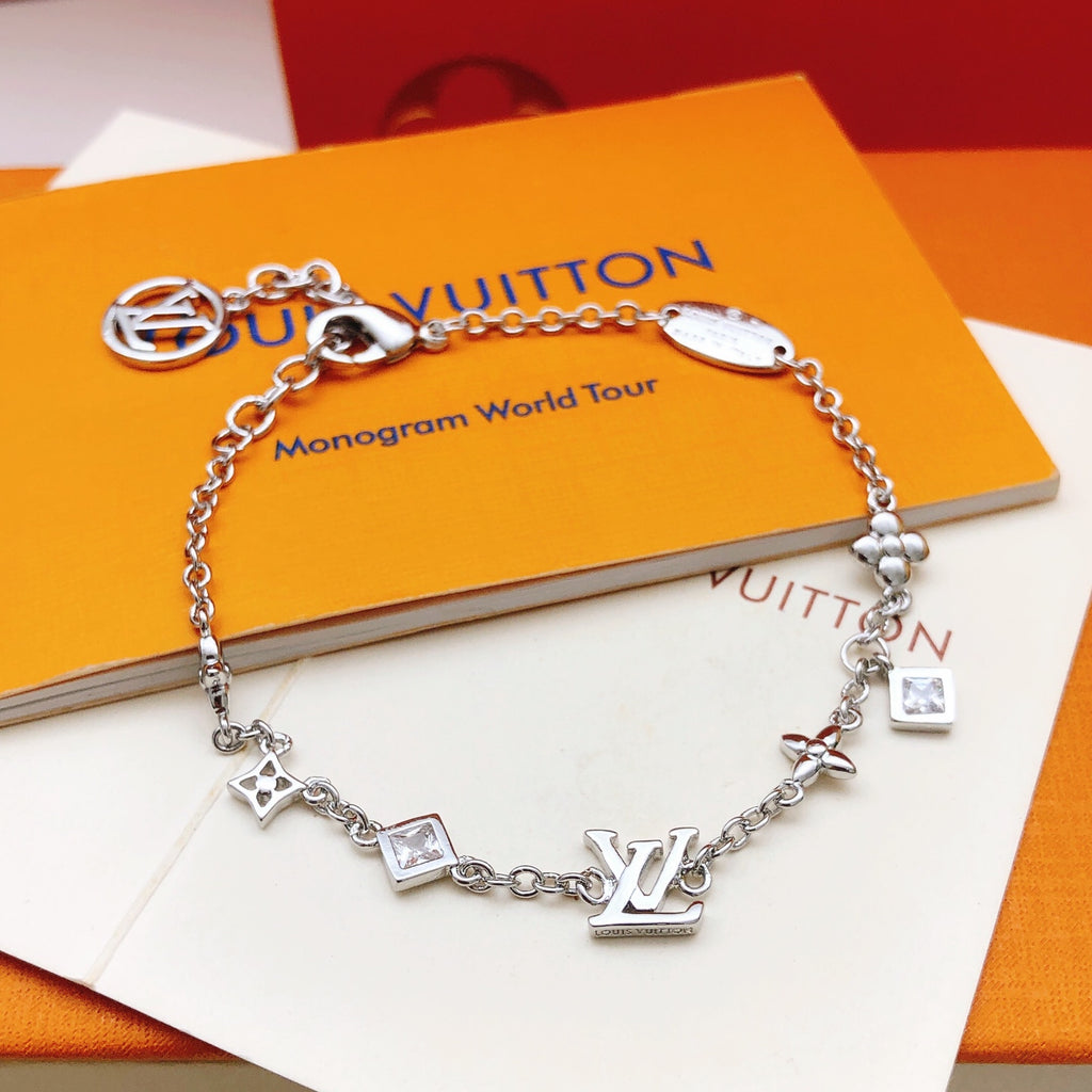 Louis Vuitton Silver-Tone Square Crystal Accent Polished Bracelet - album image 2