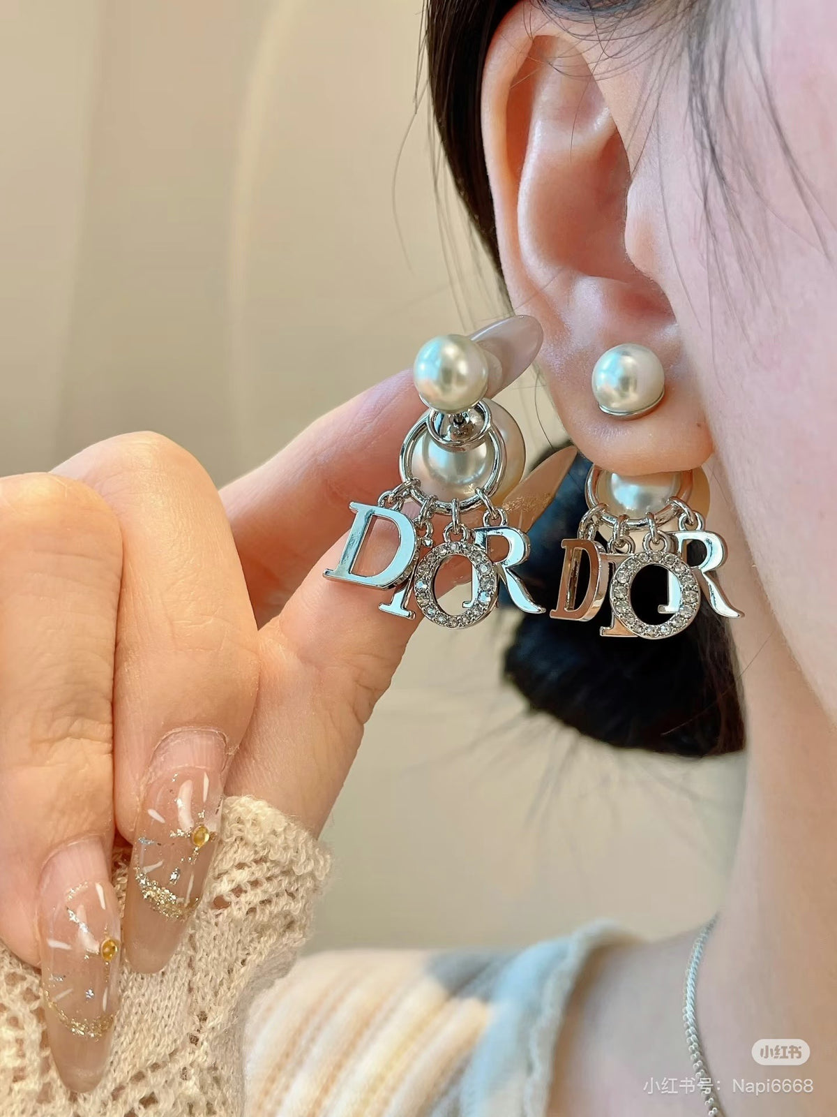 Dior Silver-Tone Letter Pearl-Look Earrings - product image 6