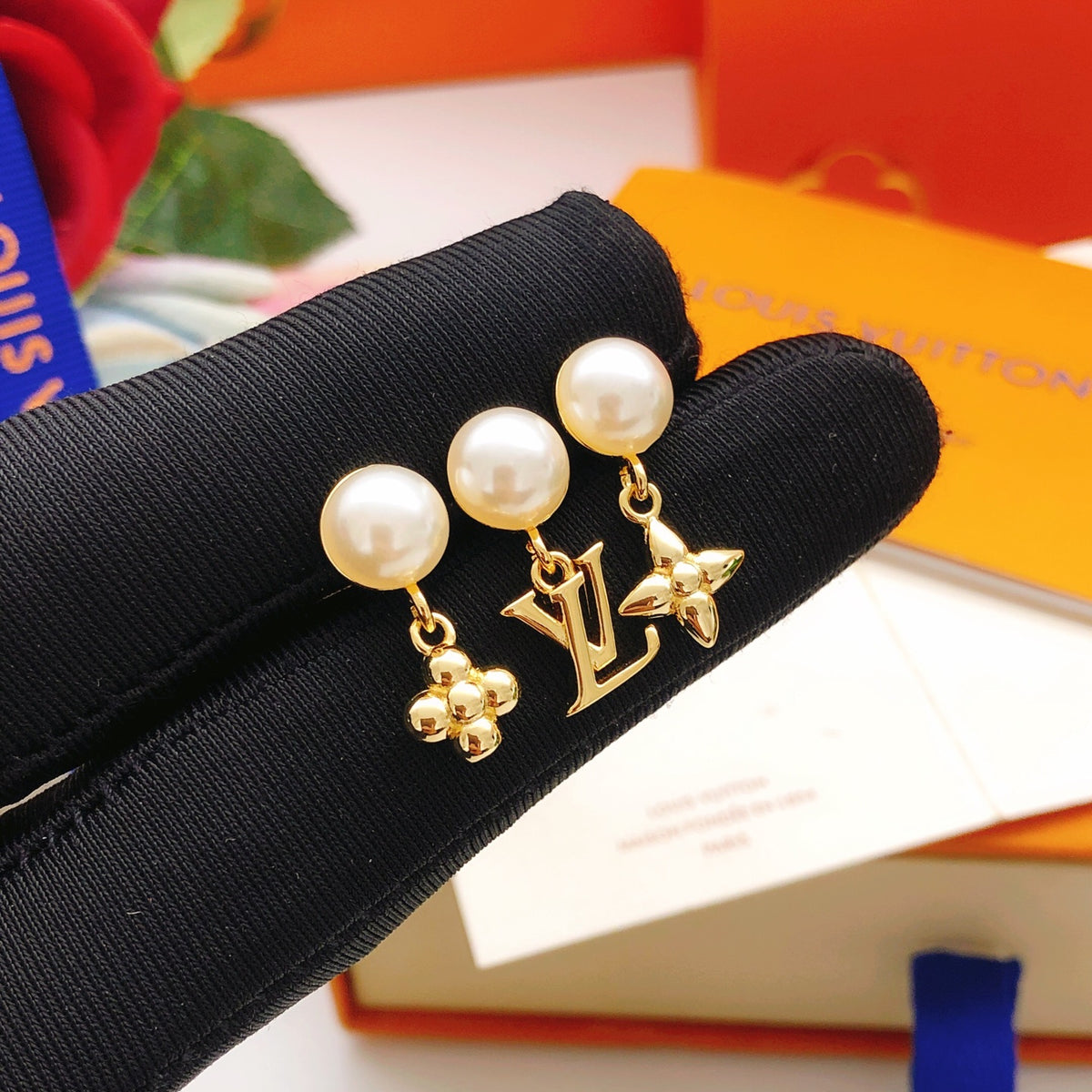 Louis Vuitton Pearl and LV Flower Drop Earrings - album image 1