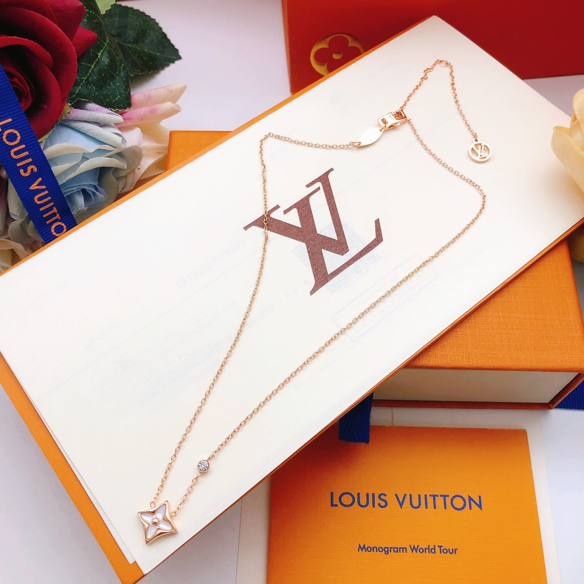Louis Vuitton Rose Gold-Tone Gold-Tone White Mother-of-Pearl Necklace - album image 7