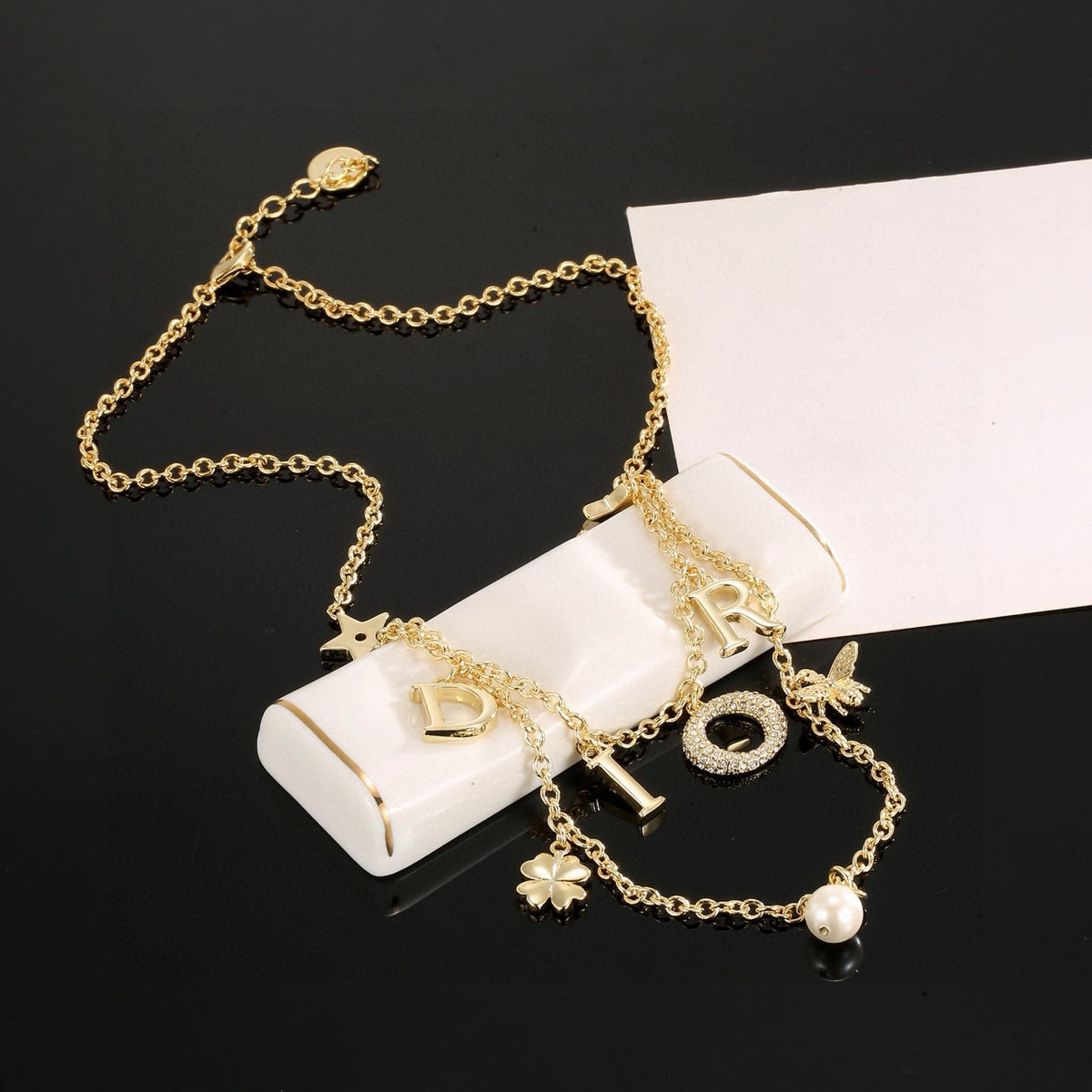 Dior Multicolor Crystal Letter Necklace - product image 1