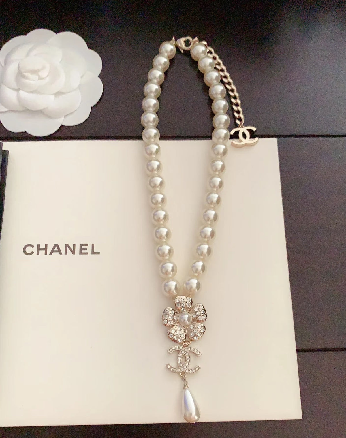 Chanel Interlocking C Camellia Pearl Necklace - album image 4