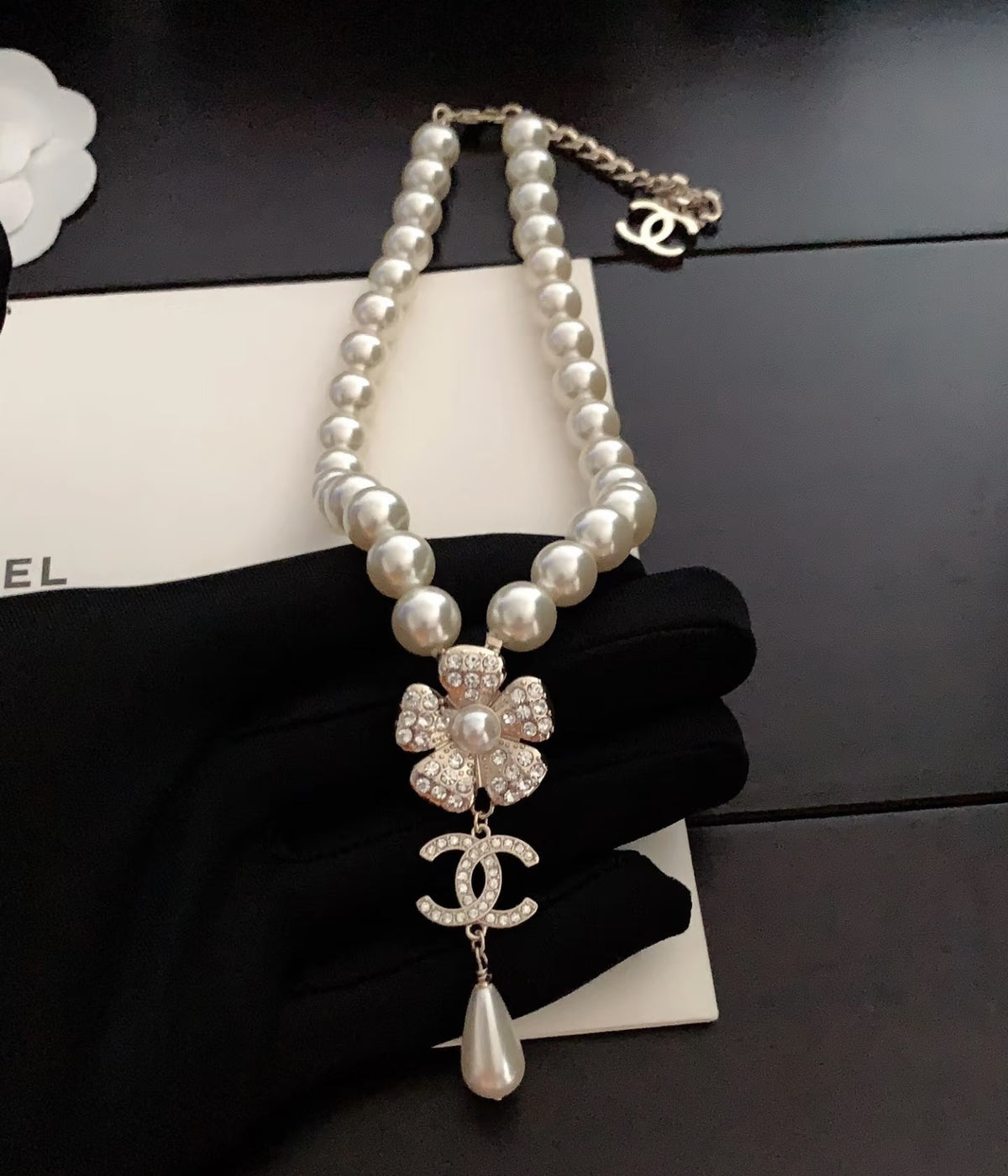 Chanel Interlocking C Camellia Pearl Necklace - album image 5