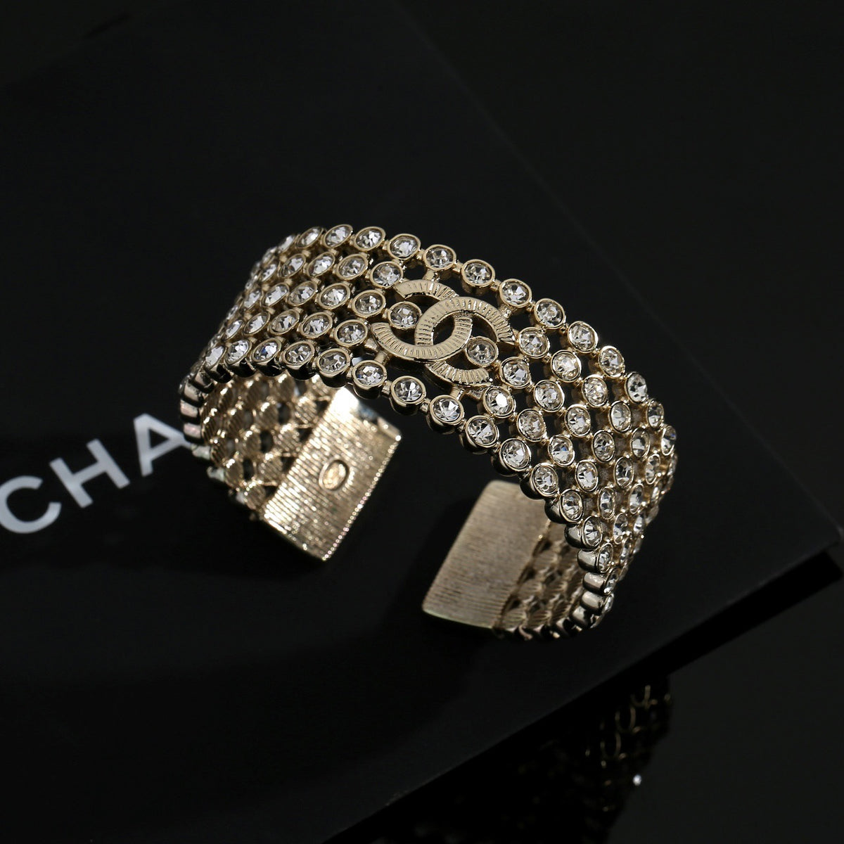 Chanel Silver-Tone Wide Woven Bangle - album image 2