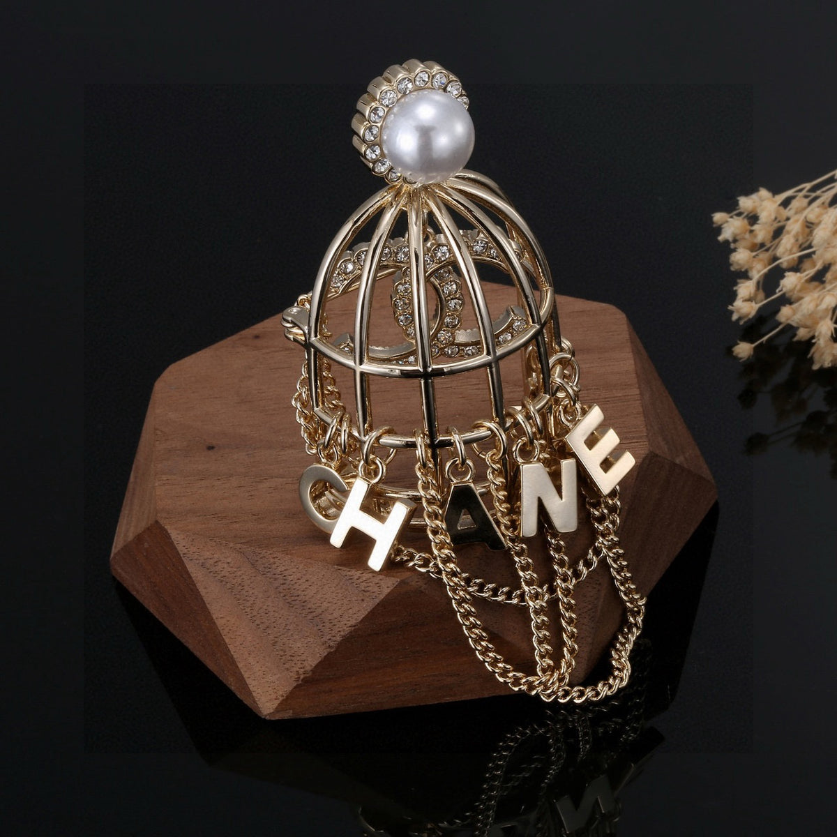 Chanel Interlocking C Letter Tassel Crystal Accent Brooch - album image 5