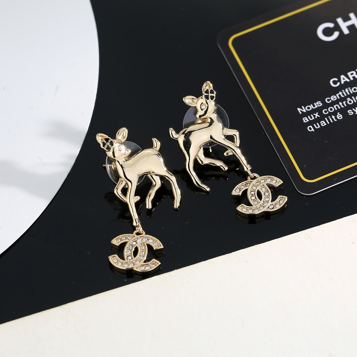 Chanel Gold-Tone Letter Charm Drop Earrings - album image 2