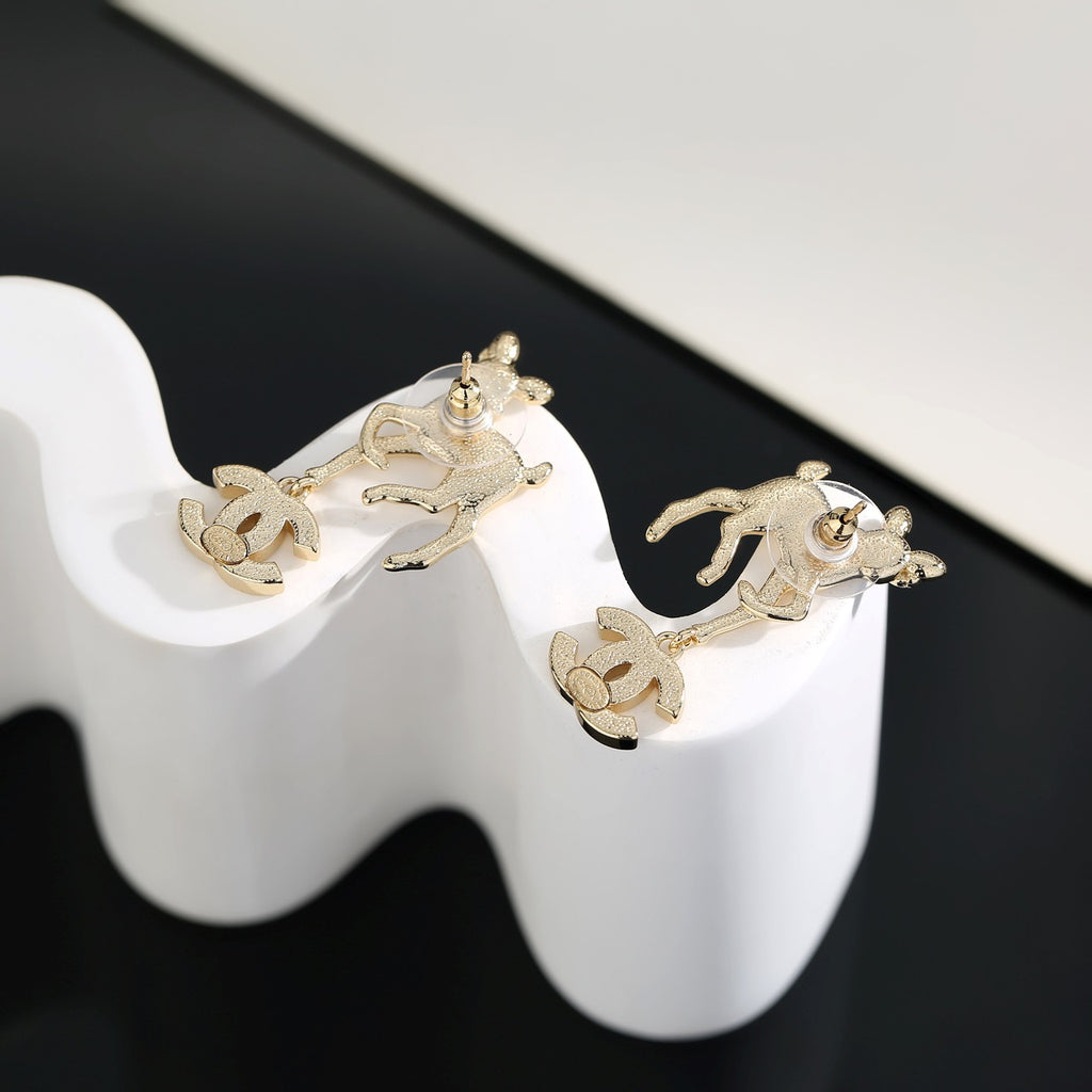 Chanel Gold-Tone Letter Charm Drop Earrings - album image 7