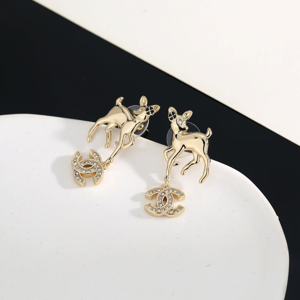 Chanel Gold-Tone Letter Charm Drop Earrings - album image 1