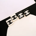 Chanel Interlocking C Resin Gold-Tone Square Stud Earrings - album image 1