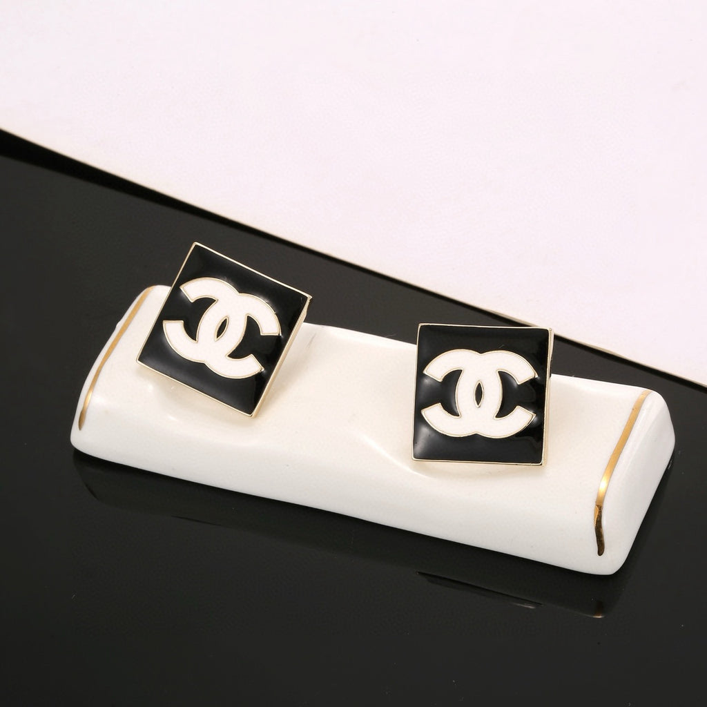 Chanel Interlocking C Resin Gold-Tone Square Stud Earrings - album image 4