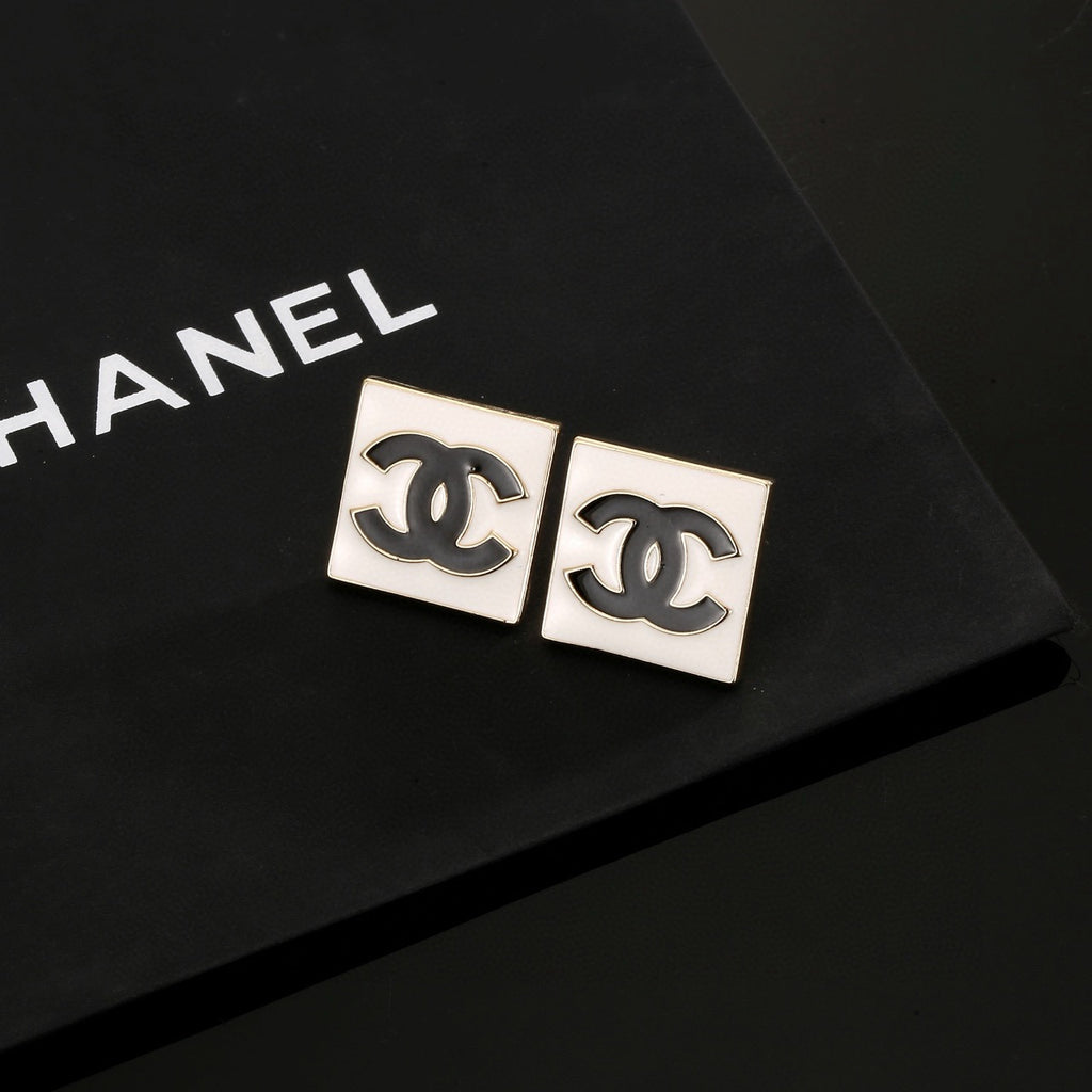 Chanel Interlocking C Resin Gold-Tone Square Stud Earrings - album image 2