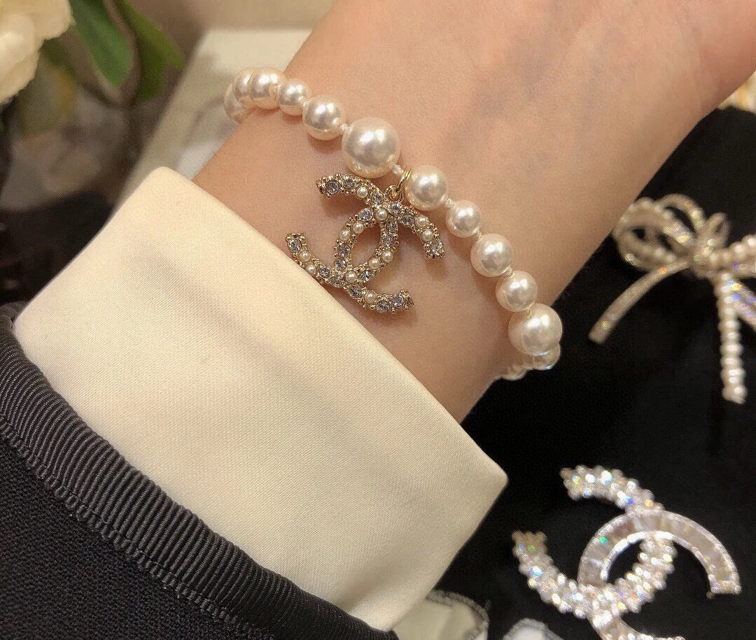 Chanel Interlocking C Pearl Crystal Accent Bracelet - album image 3