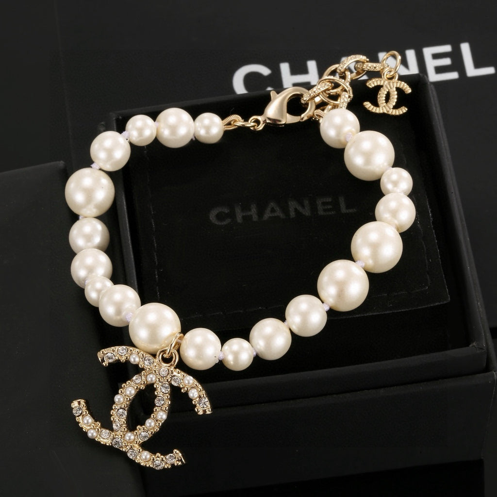 Chanel Interlocking C Pearl Crystal Accent Bracelet - album image 1