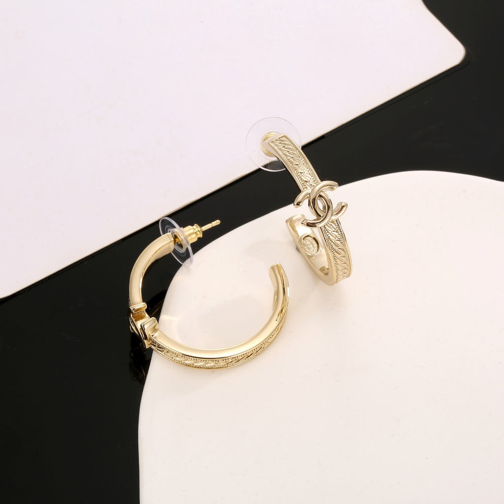 Chanel Gold-Tone Open CC Hoop Earrings - album image 2