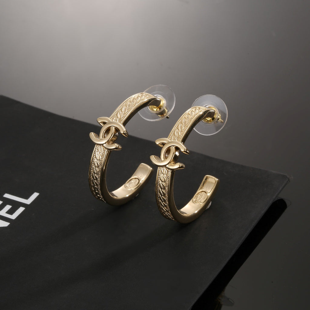 Chanel Gold-Tone Open CC Hoop Earrings - album image 1