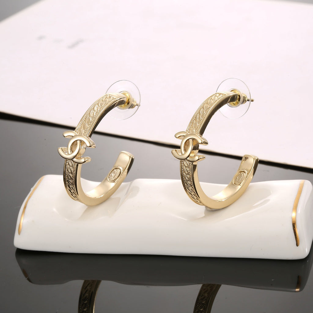 Chanel Gold-Tone Open CC Hoop Earrings - album image 6
