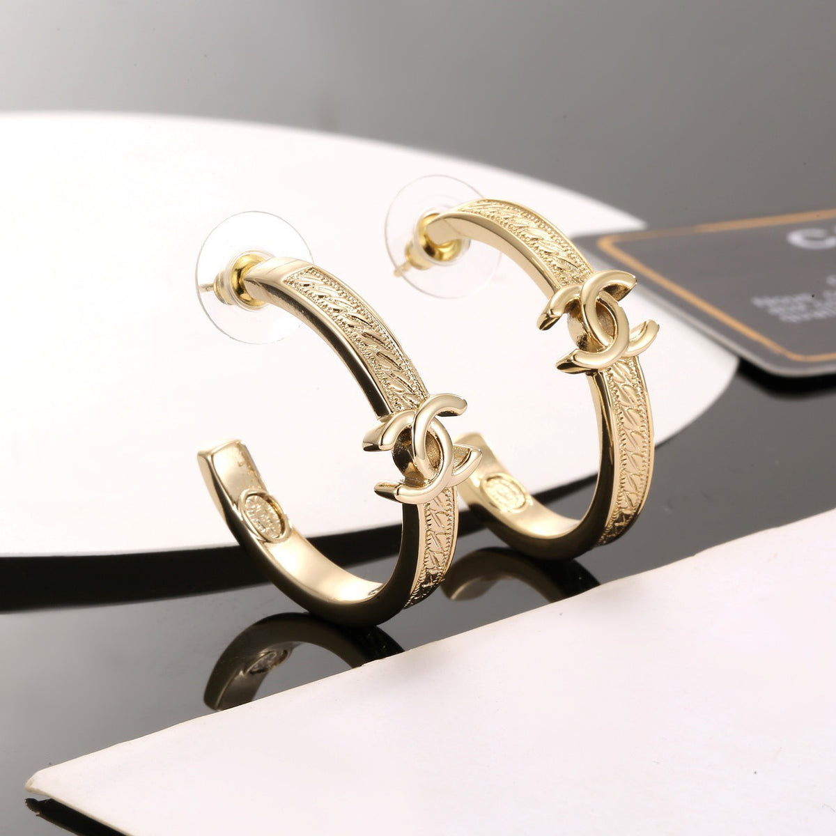 Chanel Gold-Tone Open CC Hoop Earrings - album image 4