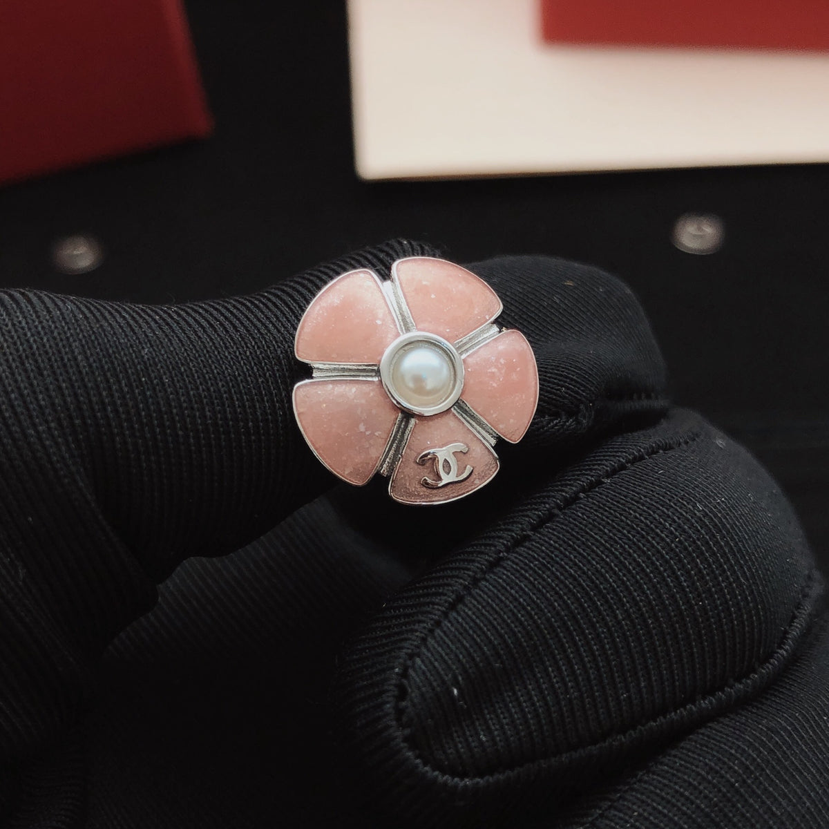Chanel Camellia Pink Flower Earrings - album image 3