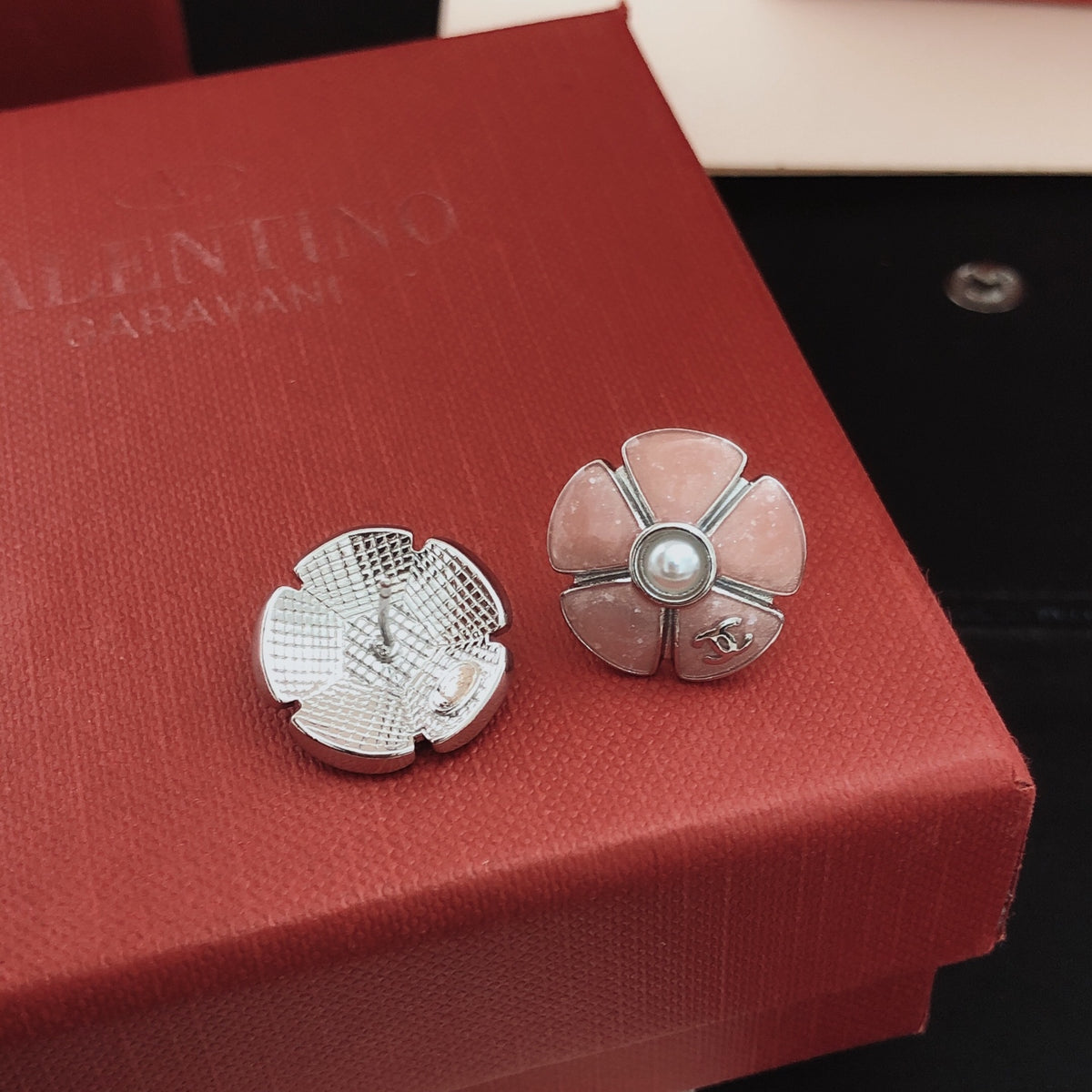Chanel Camellia Pink Flower Earrings - album image 7