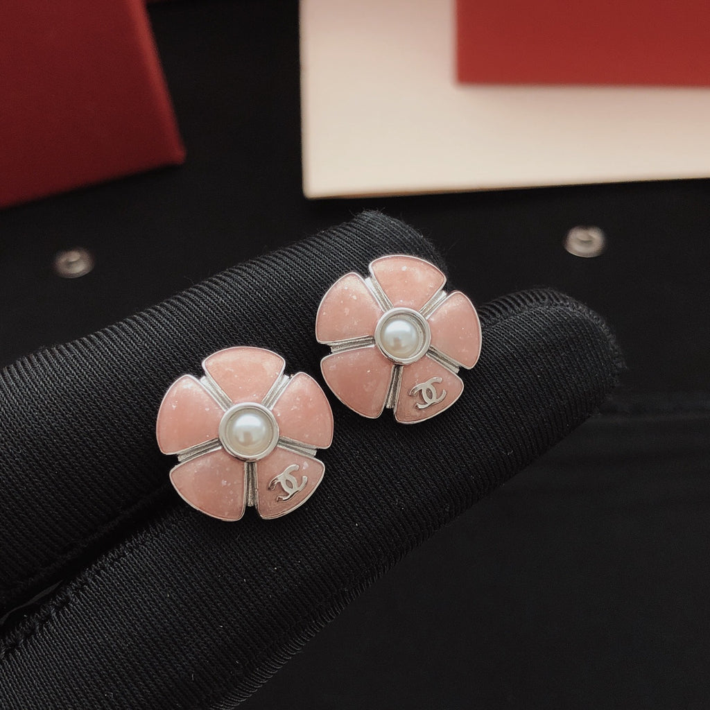 Chanel Camellia Pink Flower Earrings - album image 2