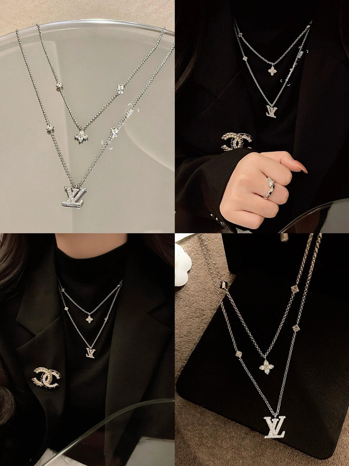 Louis Vuitton Silver-Tone Double-Layer Necklace - album image 7