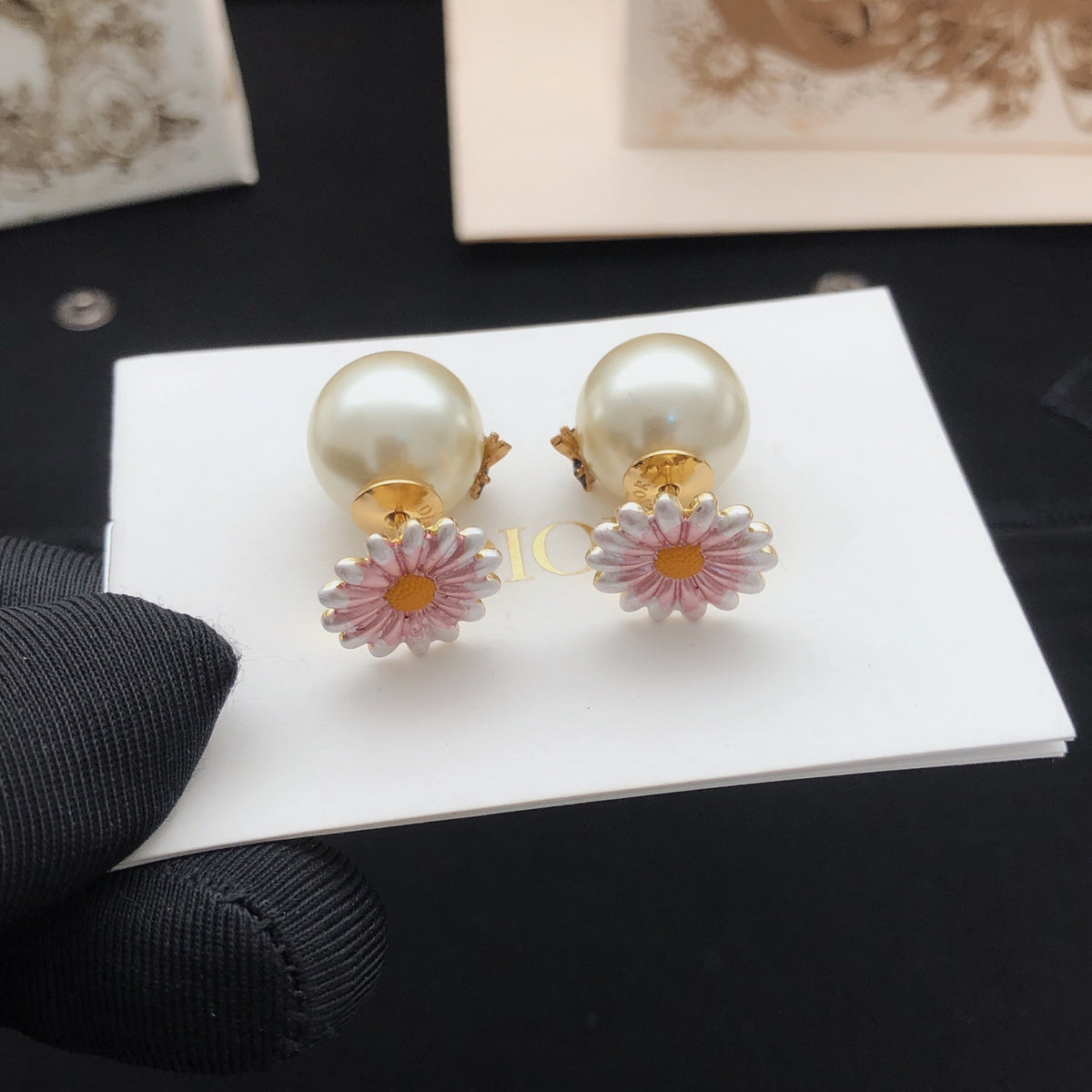 Dior Pink Daisy Pearl-Look Earrings - product image 3