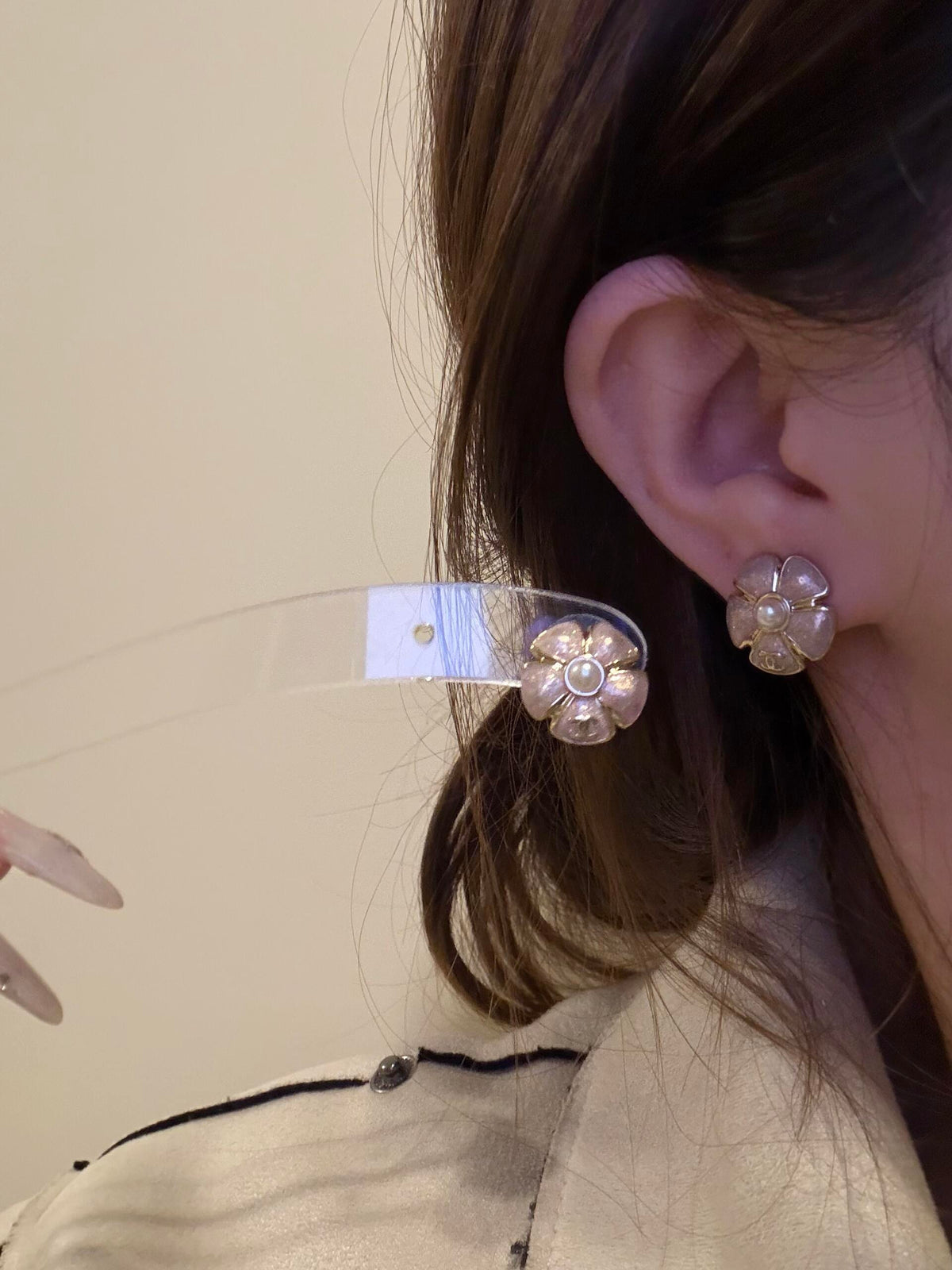 Chanel Camellia Pink Flower Earrings - album image 12