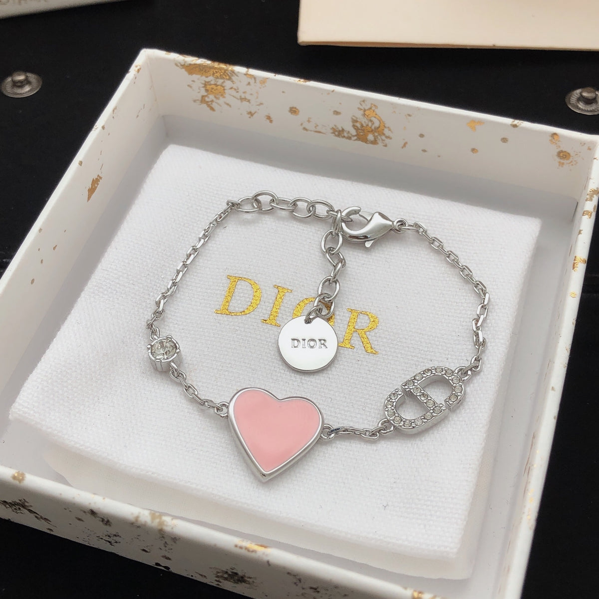 Dior Silver-Tone Pink Heart Bracelet - product image 6