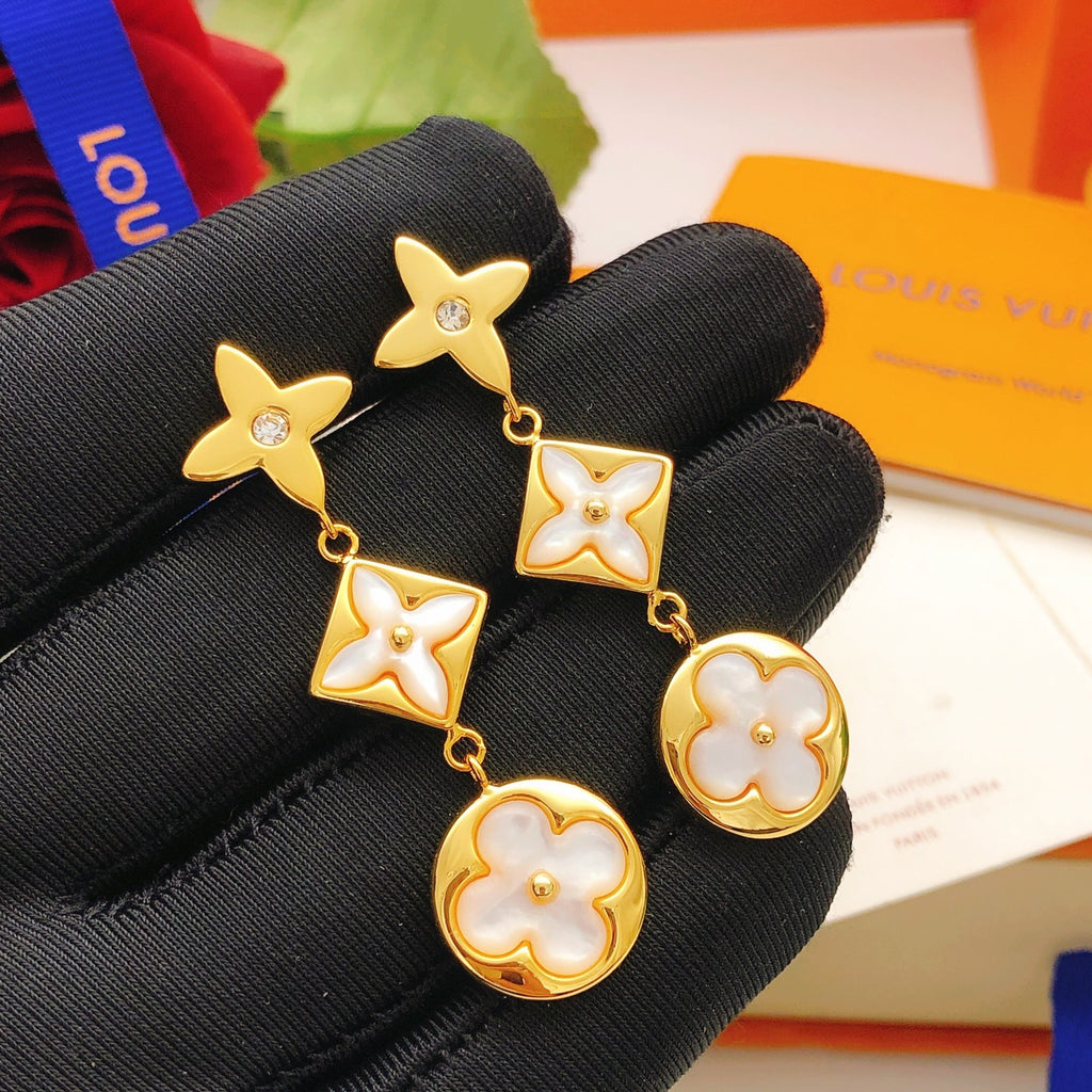 Louis Vuitton White Mother-of-Pearl Tassel Earrings - album image 1