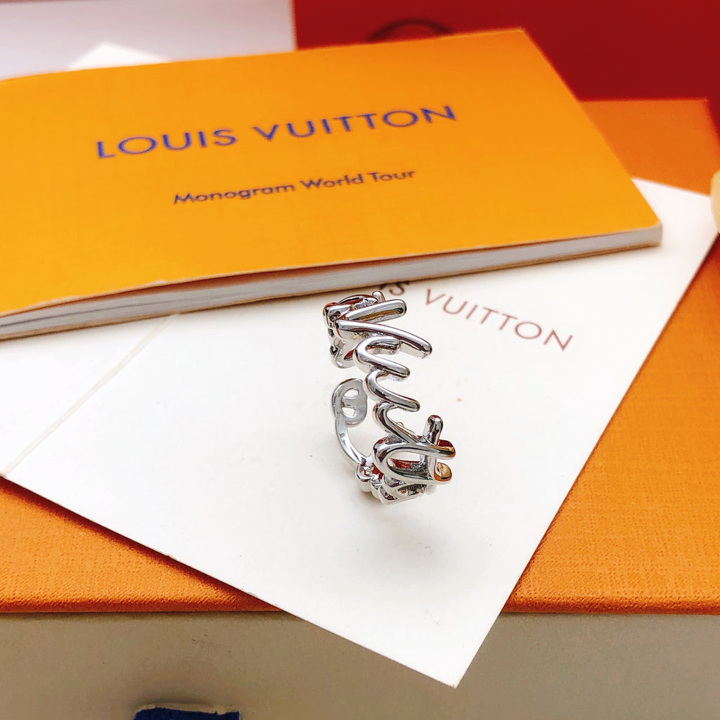 Louis Vuitton Silver-Tone Open LV Ring - album image 2