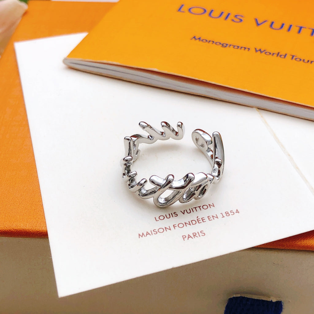 Louis Vuitton Silver-Tone Open LV Ring - album image 4