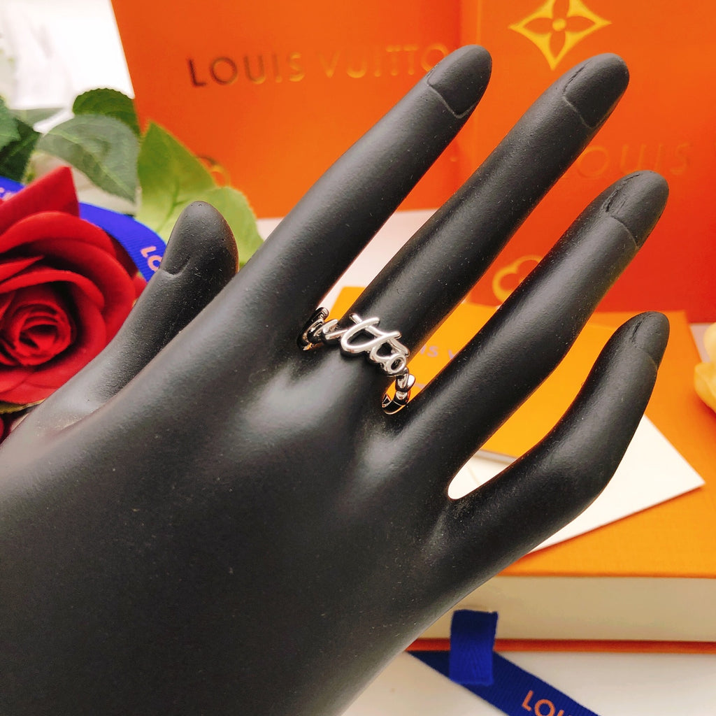 Louis Vuitton Silver-Tone Open LV Ring - album image 7