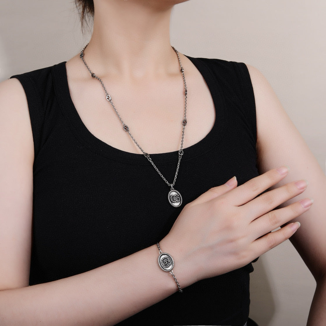 Gucci Silver-Tone Coin Charm Jewelry Options - album image 2