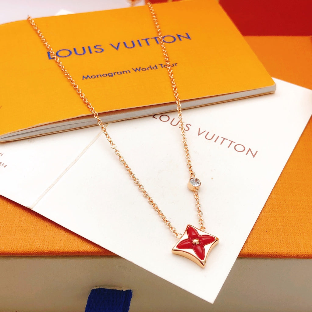 Louis Vuitton Rose Gold-Tone Gold-Tone Red Mother-of-Pearl Necklace - album image 1
