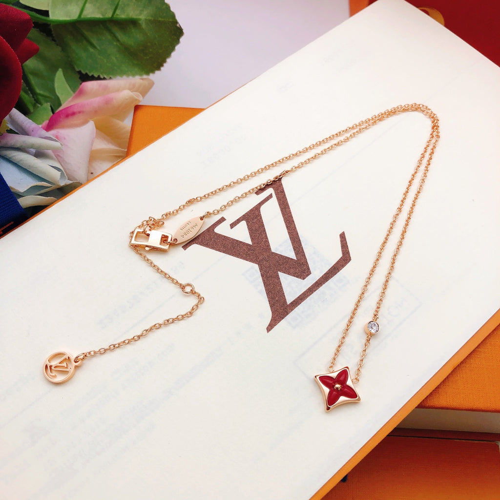 Louis Vuitton Rose Gold-Tone Gold-Tone Red Mother-of-Pearl Necklace - album image 3