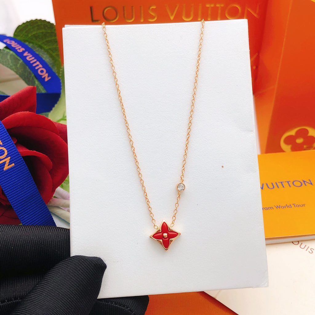 Louis Vuitton Rose Gold-Tone Gold-Tone Red Mother-of-Pearl Necklace - album image 5