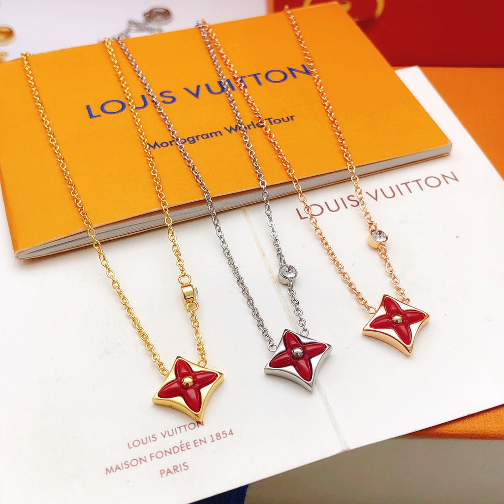 Louis Vuitton Rose Gold-Tone Gold-Tone Red Mother-of-Pearl Necklace - album image 8
