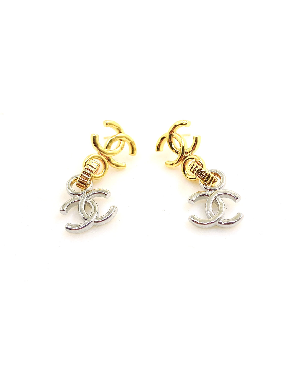 Chanel Gold-Tone Letter and Oval Pearl Drop Earrings - album image 1