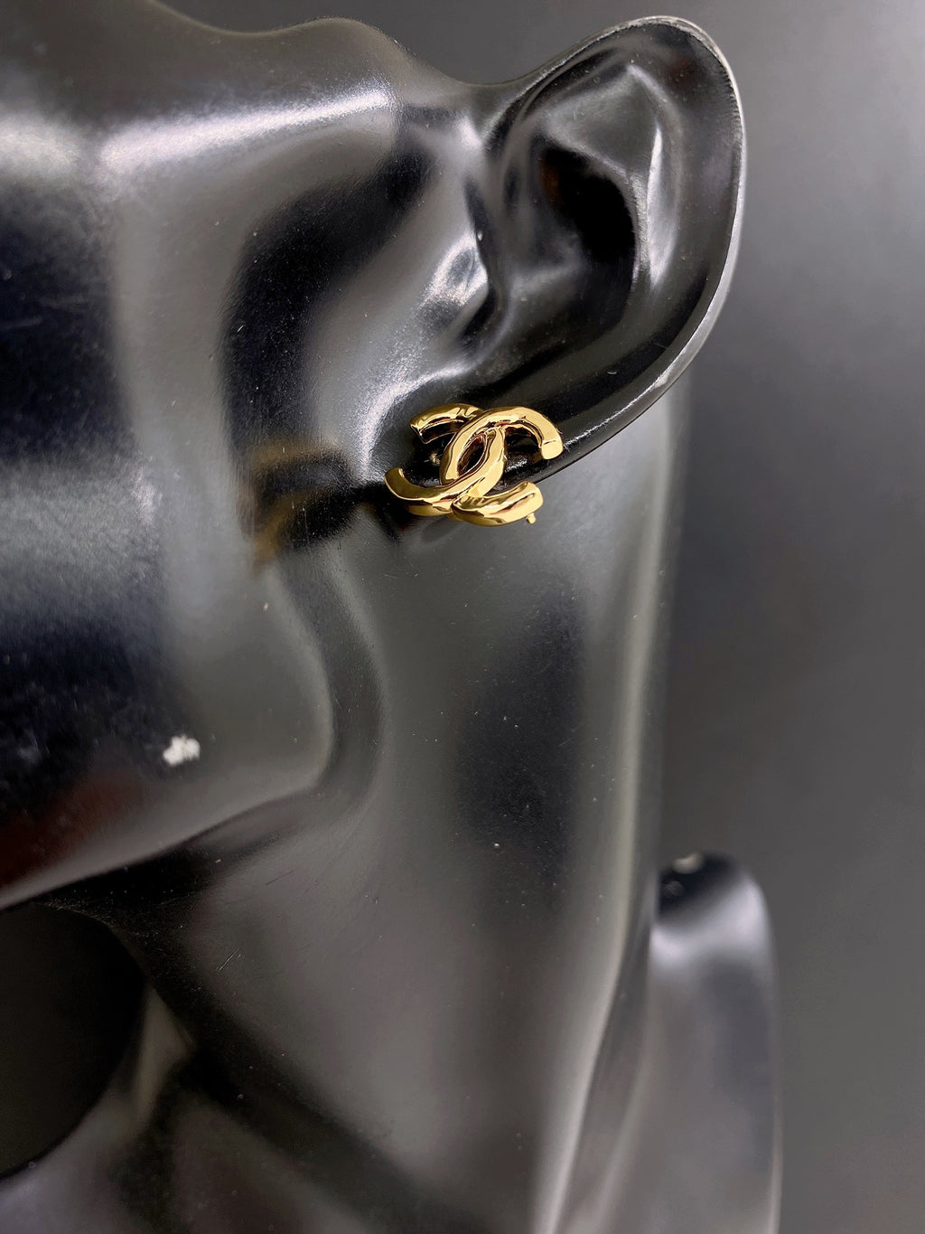 Chanel Gold-Tone Openwork CC Stud Earrings - album image 2