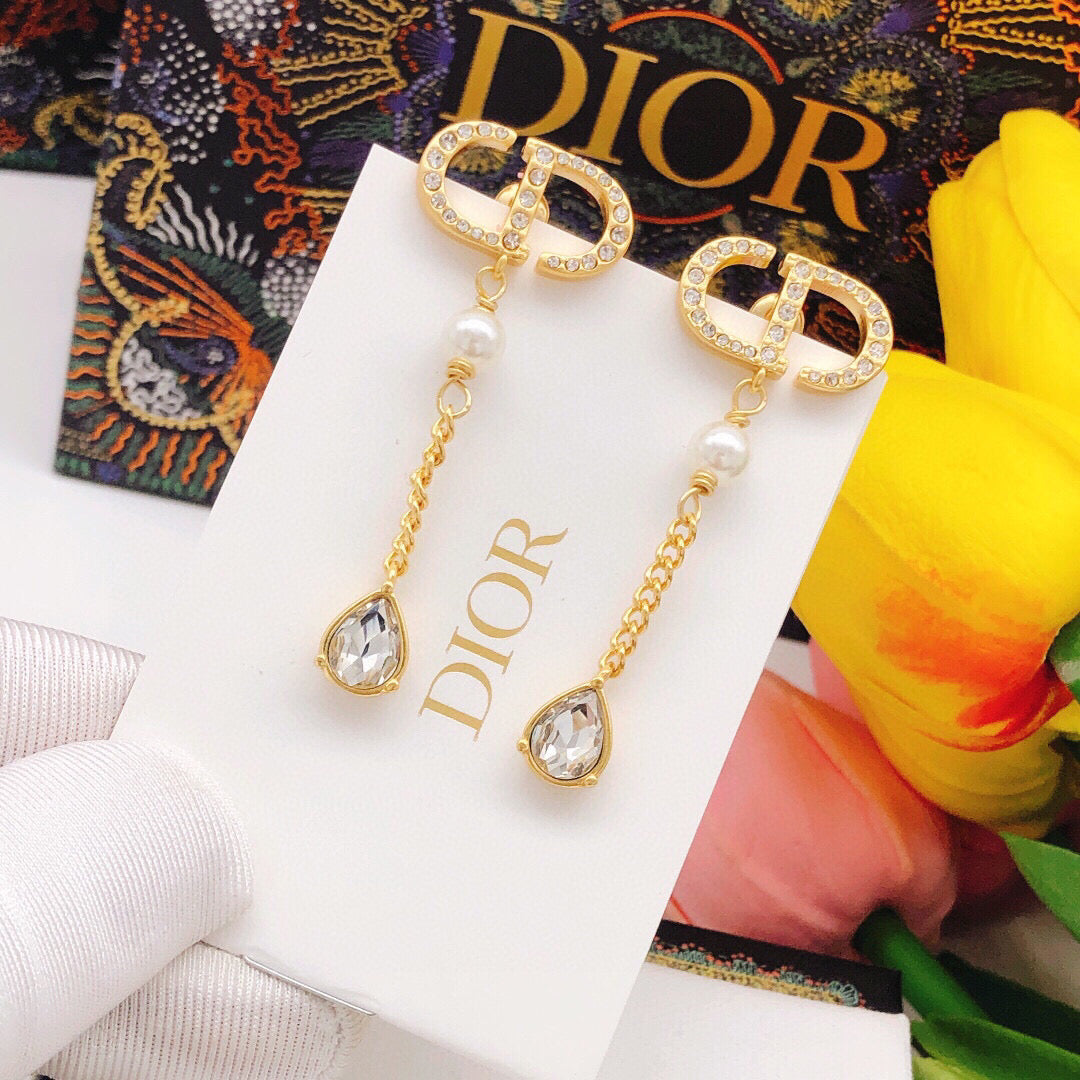 Dior CD Long Chain Teardrop Earrings - product image 3