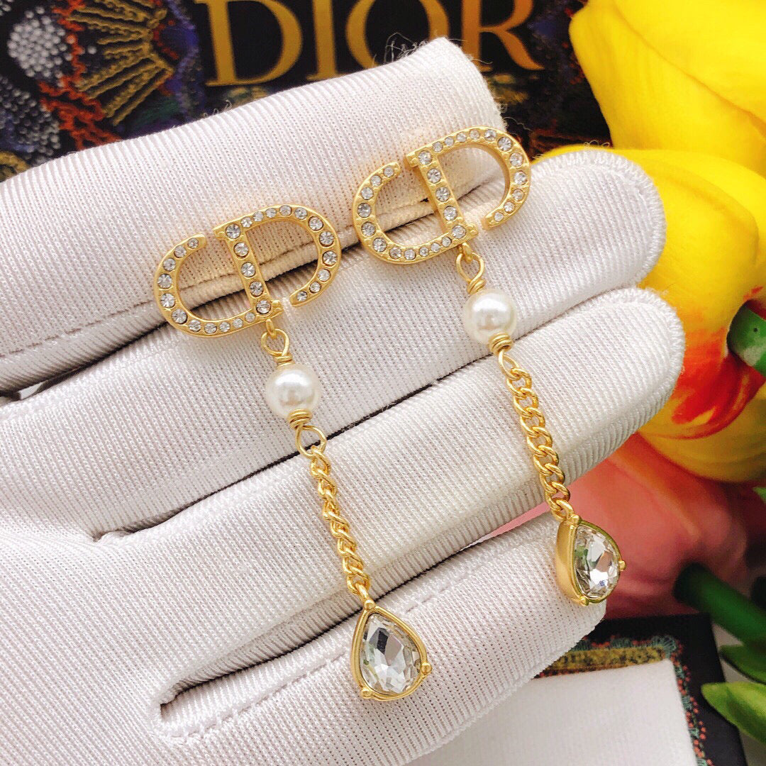 Dior CD Long Chain Teardrop Earrings - product image 4