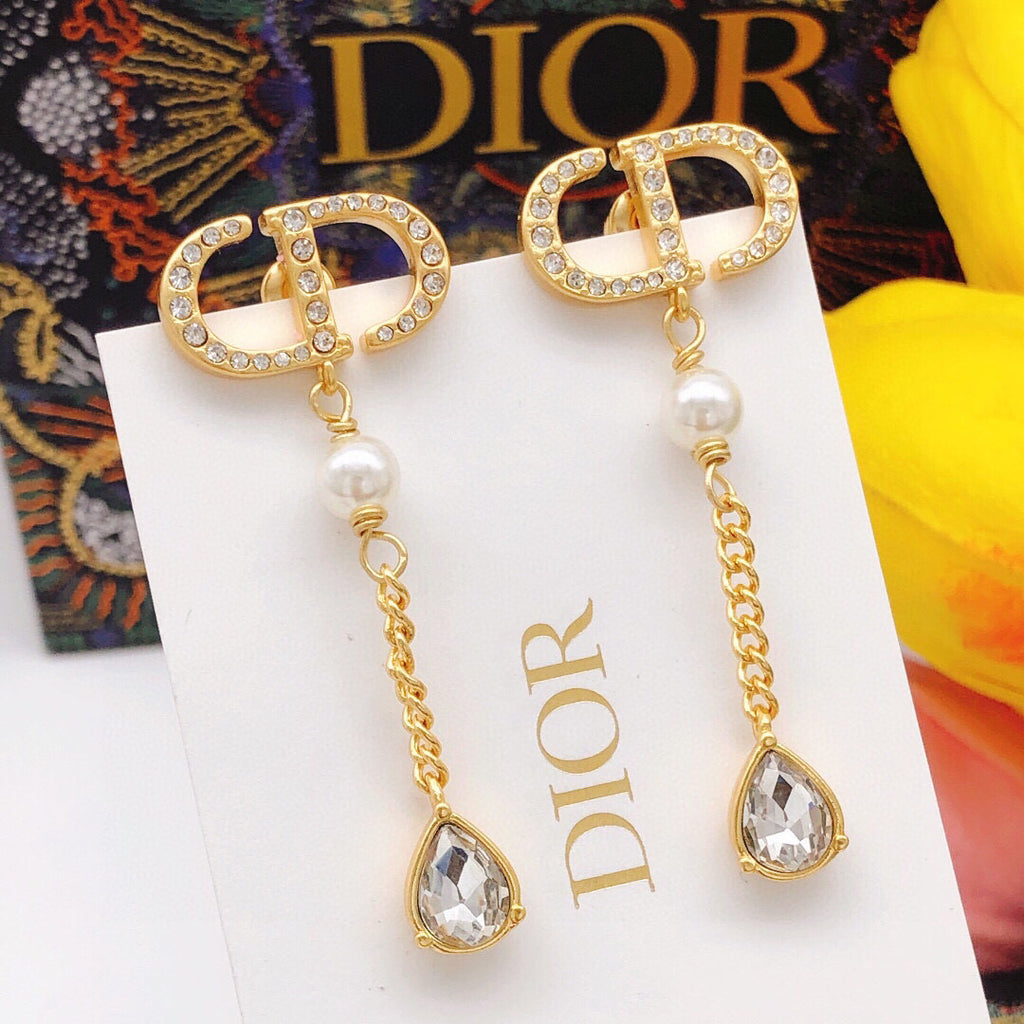 Dior CD Long Chain Teardrop Earrings - product image 1